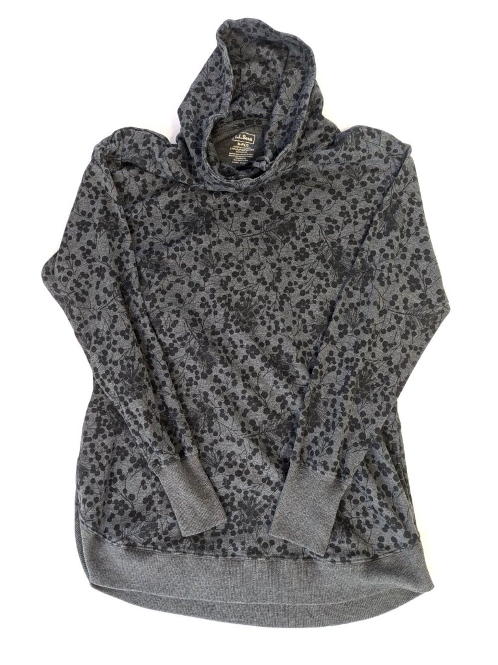 LL Bean Supima Hoodie - Women's M - Long Sleeve Floral Pullover Sweater